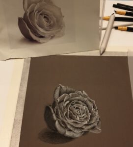 Entstehung des Bildes Muttertag, fertige Rose ohne Text