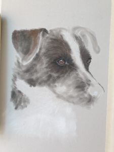 Hundeportrait mit Pastellfarben Die ersten Schattierungen und Farben
